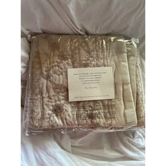 Pottery Barn Autumn Garden Sham Standard 100% Cotton Embroidered Beige Decorativ - Picture 4 of 7